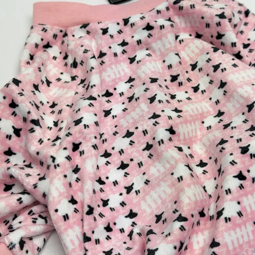 FuzzYard Dog Pajamas Size 4 Counting Sheep Pink Fleece Pet Sleeper NWT